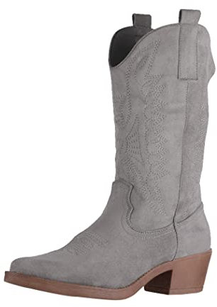 Elara Damen Cowboy Stiefel Biker Boots Chunkyrayan 301-A32S Grey Suede-39