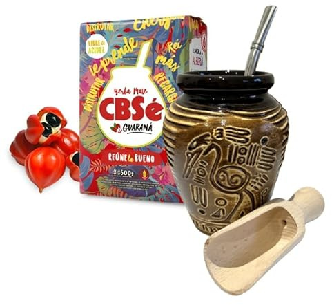 CBSe – Service à thé Yerba Mate | Boisson énergétique naturelle forte | Ensemble complet de thé CBSe Mate | Booster d'énergie | Kit de débutant | Yerba Mate CBSe Energy Kit de 500 g | Gourde en