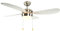 aireRyder - Classic Deckenventilator mit Beleuchtung | Zeitloser Ventilator mit Zugschalter mit Silbernem Gehäuse und Weißen Flügeln, 105cm Durchmesser (Farbe: Satin Nickel & Weiß)