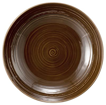 Seltmann Weiden Terra Suppenteller, 21 cm, Tiefer Essteller mit spiralförmigem Relief, Spülmaschinen- und mikrowellenfest, Porzellan, Erdbraun