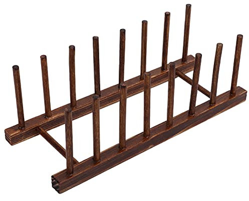 Estante de bambú para platos, fregadero de madera, soporte de secado, 8 ranuras, escurridor de platos plegable, estante de almacenamiento de libros para cuenco, taza, tapa de olla, libro