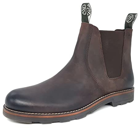 Frank James Brigstock Brogue Leather Pull On Mens Brogue Chelsea Dealer Boots