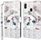 GLANDOTU Lederhülle für Samsung Galaxy A20E Hülle, Flip Wallet klappbar Handyhülle Multi-Muster Leder Tasche Kartensteckplätzen Case Schutzhülle für Samsung A20E Hülle -Blauäugige Katze