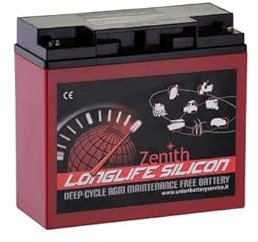 BATTERIA AGM ZENITH ZLS120120 LONGLIFE DEEP-CYCLE 12V 20Ah BICI SCOOTER ELETTRICI EOLICO ENERGIE RINNOVABILI BARCHE ELETTRICHE SEGNALETICA STRADALE LAVAPAVIMENTI SPAZZATRICI
