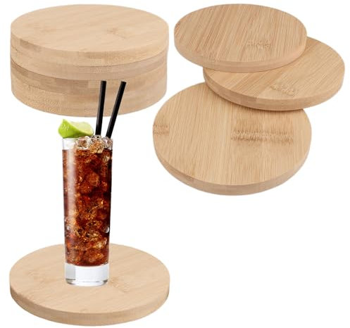 MIVIDE 12er Untersetzer Holz, Ø11cm Untersetzer Holz Rund für Gläser, Holzuntersetzer Rund für Getränke, Tassen, Glas, Tischuntersetzer Getränkeuntersetzer