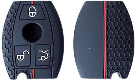 Happyit Cas de Couverture de Coquille de Clé de Voiture en Silicone à Motif en Nid d'abeille pour Mercedes Benz A B C Classe AMG GLA CLA GLC W176 W221 W204 W205 3 Boutons Noir