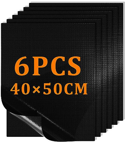 BBQ Grillmatte für Gasgrill 6er Set 40x50CM Antihaft Teflon Grillmatten Grillplatte Gasgrill,Backmatte Backpapier Wiederverwendbar für Holzkohlegrill (40 cm* 50 cm * 6P)