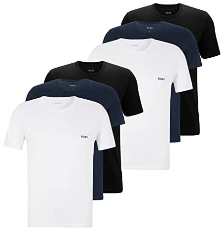 BOSS Men's Classic T-Shirts Short Sleeve Shirts Pure Cotton Crew Neck Pack of 6, -984 black / navy / white, XXL