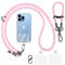 AULEEP Handy-Umhängeband 2 Stück 8 mm Dickes Seil Verstellbar Handykette Universal, Handgelenk & Umhänge Handy Handschlaufe mit Lanyard-Patch karabiner zum mit alle Smartphones, Rosa Blaue Punkt