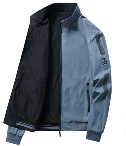 KENAIJING Herren Jacke, Wendejacke Herren Jacke Frühling und Herbst Freizeitjacke Baumwolle Baseball Kleidung, Blau, XL