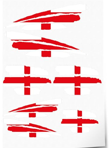 Indigos UG Aufkleber England - 7 Autoaufkleber - Flagge - Fahne mit 3 Streifen - selbstklebende Fahnen für Heckscheibe, Modellbau, Sport, Motorrad, Auto, Tuning, Fenster, Kofferraum