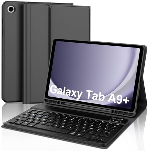 JADEMALL Clavier pour Samsung Tab A9+/A9 Plus 11, Coque Clavier Galaxy Tab A9 Plus, AZERTY Clavier Bluetooth Magnétique Détachable pour Tablette Samsung A9+/A9 Plus 11, Noir