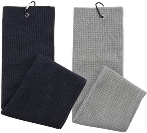 BRITECO 2 Pcs Golf Towels | Microfiber Towels for Golf Bags with Clip | Soft, Absorbent, and Easy to Clean | Ideal for Cleaning Clubs, Balls, and Hands