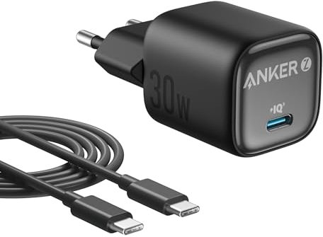Anker Zolo Chargeur iPhone GaN Compact 30 W, Port USB C, contrôle de température amélioré, Petit Format, Recharge 3 x Plus Rapide, pour iPhone16/15/14/13/12, iPad, Samsung Galaxy S24/S23, Pixel, etc.