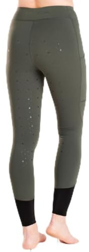 Harry Hall Riding Tights with Silicone Seat - Four-Way Stretch Fabric, Phone Pocket, and Flattering Waistband – Supportive Material - Machine Washable Green 30