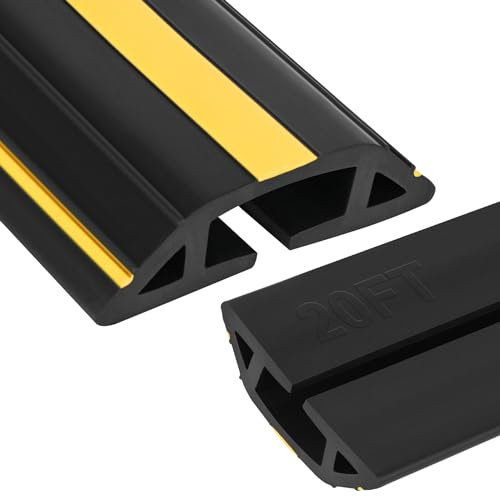 Papillon Heavy Duty Cable Cover – PVC Floor Cord Cover, Extension Cord Covers for Floor, Easy Unroll, Prevents Trip Hazards, for Home, Office & Outdoor(10Ft X 2 Rolls)