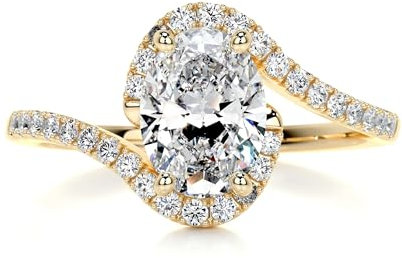 Molioaki Ovaler Schliff Verlobungsring Damen 925 Sterling Silber/9K/14K/18K Gold Eheringe Frauen Ringe 1.25-3.25 ct 5A Zirkonia/Moissanit Personalisierte Individuelle Gravur Ring-YG