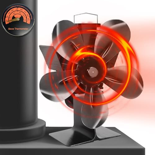 KCVV Stove Fan With 5 Blades - Energy-Saving and Quiet Log Burner Accessory - No Electricity Fireplace Fan for Various Fireplace Types