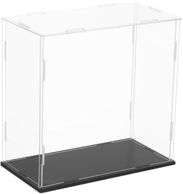 sourcing map Acrylic Clear Display Case for Collectibles Self-Assemble Display Boxes, Black Base Dustproof Countertop Storage Box for Collectibles Action Figures, 7.9 x 3.9 x 7.9 Inch