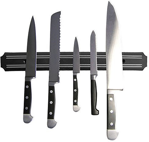 4 Stück Hygostar Magnetleiste für Messer, schwarz, L: 55 cm, B: 5 cm, H: 1,5 cm, Karton, Messerbord, Messerhalter, Magnetleiste