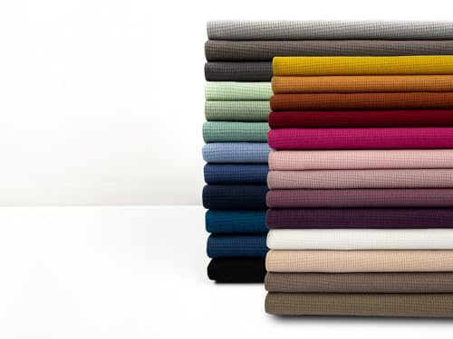 Waffeljersey | Waffelstrickjersey | 100% Baumwolle | Farbpalette 2024/2025 | für Bekleidung | Meterware | ab 50 cm (schwarz)