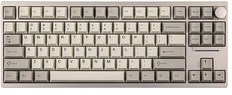 EPOMAKER P87 Gaming-Tastatur Aluminium 2.4G-Kabellose, QMK/VIA Programmierbare mechanische Tastatur, 87% US Bluetooth Tastatur mit Metallknopf und RGB (Retro Weiß, Wisteria Tactile)