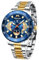 MEGALITH Uhren Herren Chronograph Armbanduhr: Gold Edelstahl Herrenuhr Groß - Wasserdicht Quarzuhr Leuchtend Kalender Geschenk für Männer