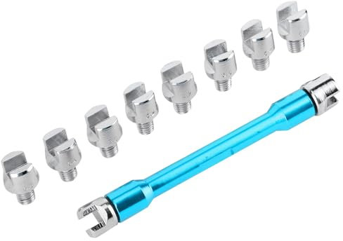 Motorrad-Speichenschlüssel, 5,0–6,8, 10 Größen, Austauschbare Spitzen, Verstellbarer Dirt-Bike-Rad-Speichenschlüssel Zum Anpassen der Reifen-Stahldraht-Montage (A (blau))