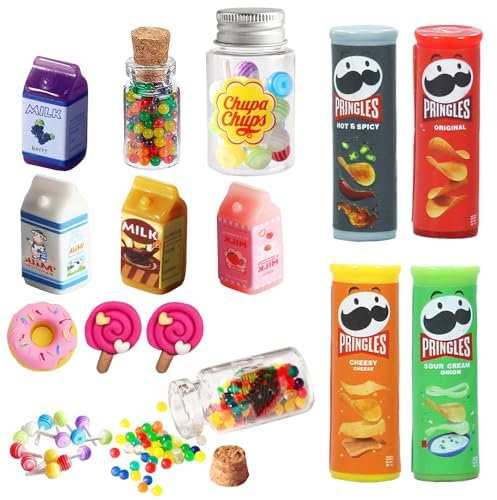 Wichtel Zubehör,Wichtel Küche Zubehör,Miniatur Essen und Trinken,Miniatur Lebensmittel Set für 1:12 Puppenhaus,Puppenhaus Lebensmittel Zubehör,Weihnachten Miniatur Ornament