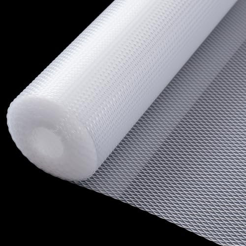 Zindoo Antirutschmatte Schubladen Transparent Schubladenmatte mit Diamantmuster Schrankfolie Zuschneidbar Schoner für Schublade Regal im Kühlschrank, Schutz vor Kratzern und Feuchtigkeit 44.5x500cm