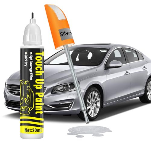 Stylo Retouche Peinture Carrosserie - Efface Rayure Noire, Solution Rapide pour Carrosserie, Voiture Carrosserie & Jante Alu, Stylo Peinture Voiture (argent, 1 lot)