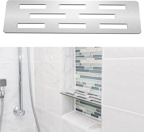 Hezaosth Rectangular Shelf for 12 Inch Tile Prefabricated Niches, Shower Niche Shelf with Brushed 316 Stainless Steel Finish, Fits 1/8 inch Grout Lines Shower Niche Insert