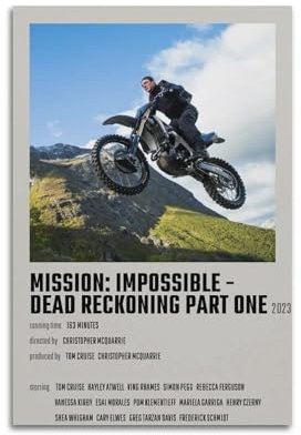 GTYATEN Poster Mission Impossible - Dead Reckoning Part One, Leinwand, ästhetische Musik und Filme, dekoratives Gemälde für Wohnzimmer, Schlafzimmer, 30 x 45 cm, ungerahmt