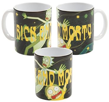 Rick and Morty - Taza de café (cerámica, 320 ml), color negro