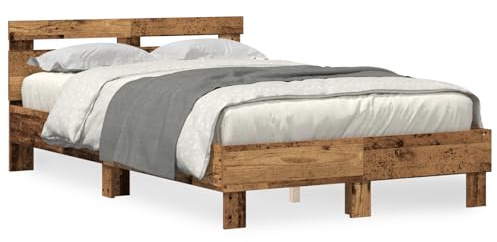 vidaXL Modernes Bettgestell aus Holzwerkstoff mit farbwechselnden LED-Lichtern passt für Matratzen der Größe 120 x 190 cm Ideal für modernes Schlafzimmerdekor Langlebiges, stylisches Design