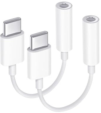 USBC to 3.5mm Jack Adapter,2 Pack USB C to Headphone Aux Adapter, Aux to Type C EarphoneAdapter Compatible with iPhone 16/15 Pro/Pro Max,Samsung Galaxy S24/S23/S22/S21Ultra,For More Type C Devices