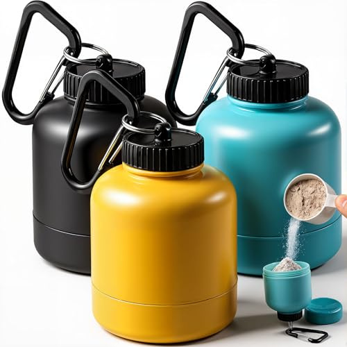 cersaty 3 Pzs 2 en 1 Dispensador De Proteínas En Polvo,200ml | Portátil y Duradero Contenedor de Almacenamiento de Proteínas en Polvo para Viajes, Gimnasio, Entrenamiento