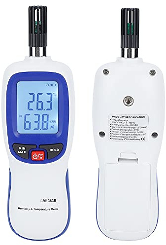 Denash Digital Thermohygrometer LCD -Mini -Temperatur für Industrie, Leichtes Handheld Thermometer Hygrometer für Fabriken, Einfacher Betriebsbetriebs Thermometer Hygrometer