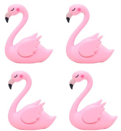 DIYEAH 4pcs Plastic Flamingo Ornaments for Car and Cake Decoration Adorable Flamingo Design with Opening Wings Unique Table and Party Accessories