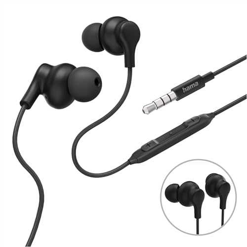 Hama Kopfhörer Popply, In-Ear, Mikrofon, Kabelknickschutz, 3,5 mm, Schwarz