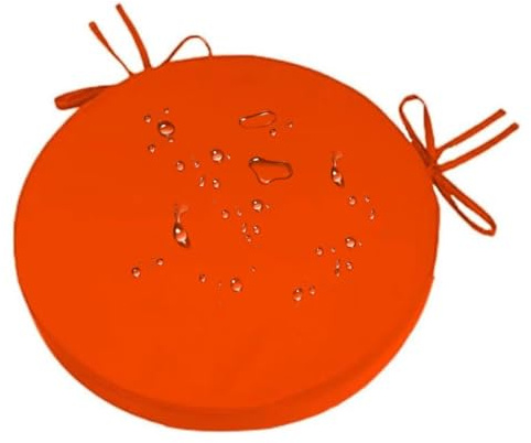 MONDEX Sitzkissen Rund 50 cm Orange, 5 cm Dick rutschfest Stuhlkissen Rund mit Bändern, Outdoor Wasserabweisendes Polyester Runde Sitzpolster, Sitzkissen Boden für Küche, Esszimmer, Garten und Café