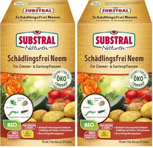Substral Naturen Bio Schädlingsfrei Neem, 75ml Konzentrat gegen saugende und beißende Schädlinge an Gemüse- und Zierpflanzen (Packung mit 2)