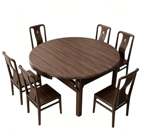 Table à Manger Ronde Extensible 100-140 cm, Table de Cuisine en Grain Bois, Tables Modernes Peu encombrantes for et Salon