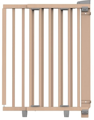 Geuther Türschutzgitter Oris | Treppenschutzgitter zum Anschrauben, Breite 86-133 cm | Stabiles Babygitter & Türgitter mit Schwenktür, sicherheitsgeprüft | Kindergitter Holz, Natur lackiert