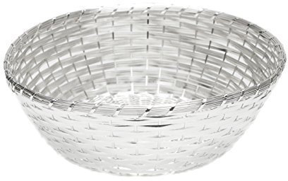 Brillibrum Design Brotkorb Geflochten 25cm ø Versilbert Anlaufgeschützt Servierkorb Rund Obstschale Körbchen Metall Rostfrei (Groß)