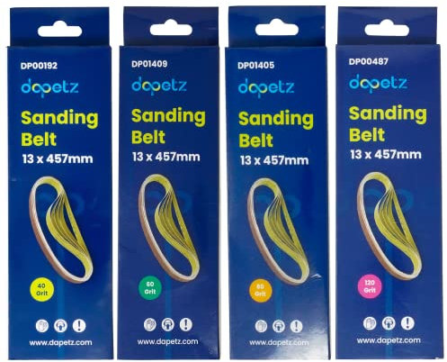 Dapetz ® Sanding Belts 13x457mm, 40/60/80/120 Grit 20pcs for Grinding, Sharpening, Derusting & Precise Sanding on Metal and Wood Compatible with Black+Decker Belt Sanders