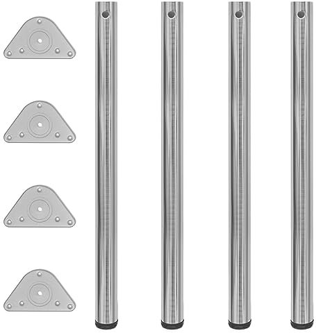 vidaXL 4 Pieds de Remplacement de Table Nickel Brossé à Hauteur réglable 870 mm