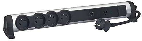Legrand 050396 Rallonge Multi Prise à l'Horizontale, 2 Prise, Borne Wi-Fi, 4x2P+T, 16A, 230V, Aluminium/Noir