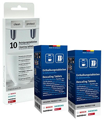 BSH 2x 6 Stück Entkalkungstabletten & 1 x 10 Stück Reinigungstabletten kompatibel mit Bosch Siemens NEFF und Geggennau