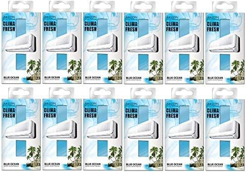 Areon Clima Fresh Ambientador Océano Azul Casa Aire Acondicionado Original Perfume Hogar Salón Habitación Oficina Tienda Duradero Moderno Olor ( Blue Ocean Pack de 12 )